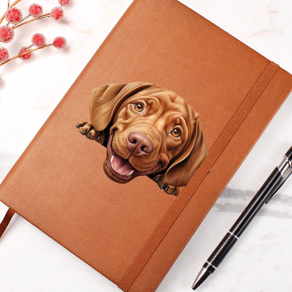 Wirehaired Vizsla Peeking - Vegan Leather Journal