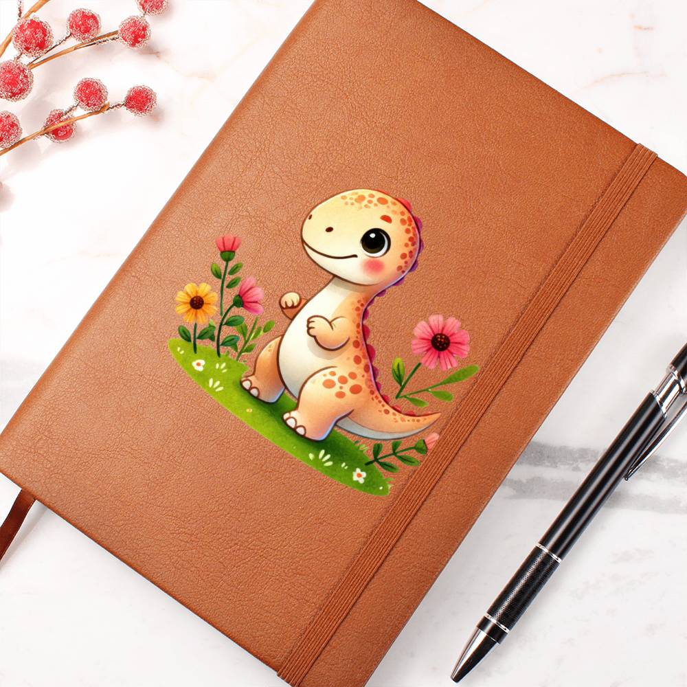 Colorful Baby Dinosaur 011 - Vegan Leather Journal