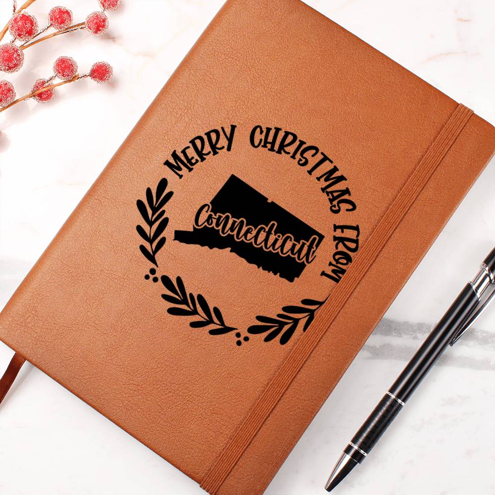 Merry Christmas From Connecticut - Vegan Leather Journal