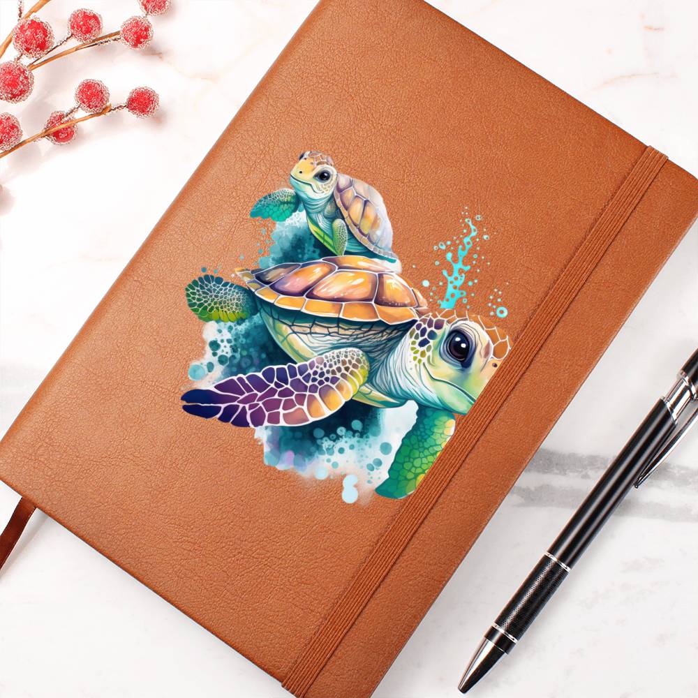 Cute Sea Turtle 011 - Vegan Leather Journal
