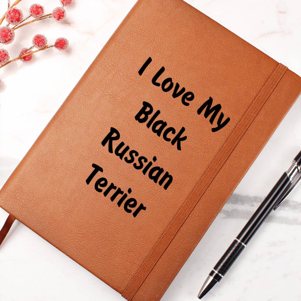 Love My Black Russian Terrier v4 - Vegan Leather Journal