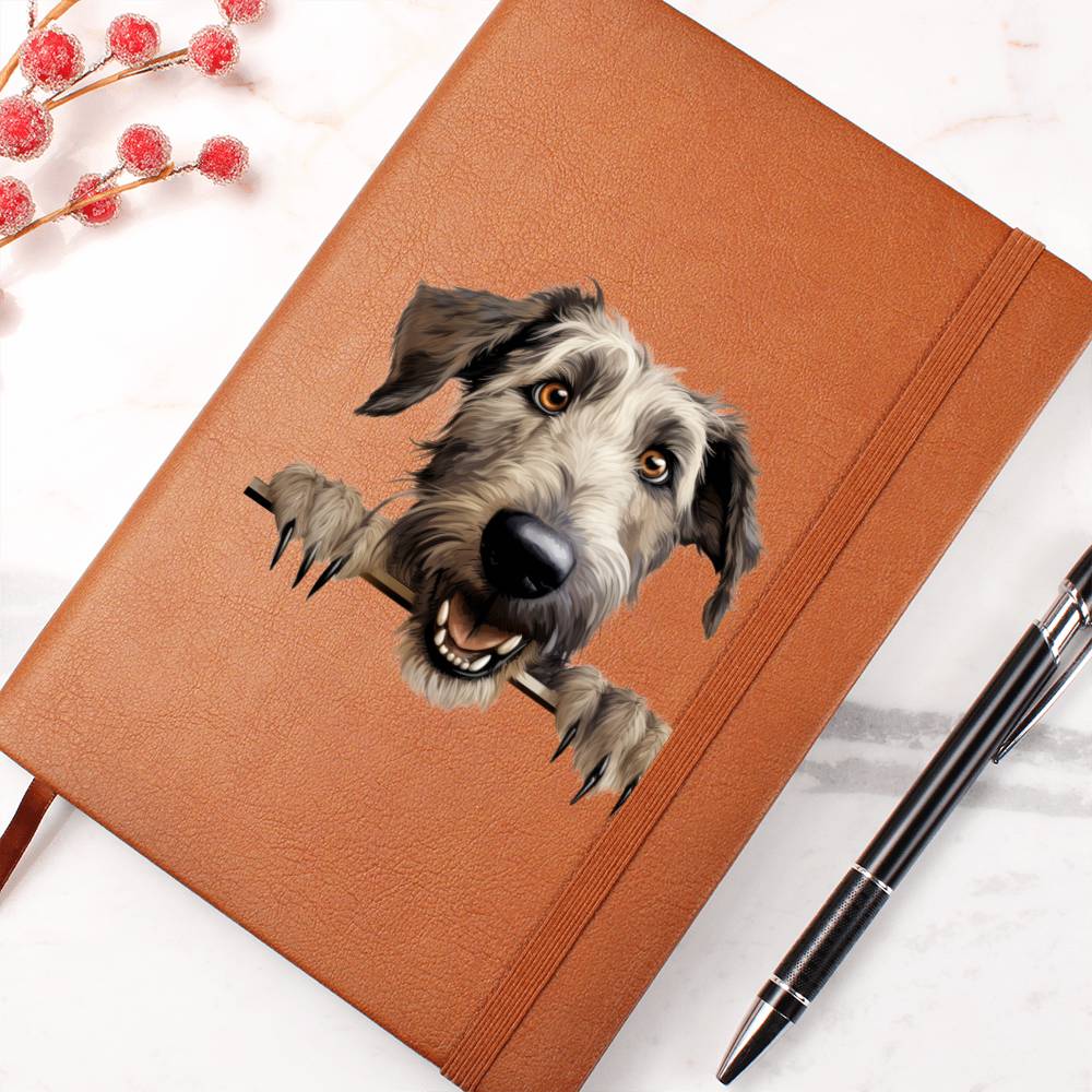 Irish Wolfhound  Peeking - Vegan Leather Journal