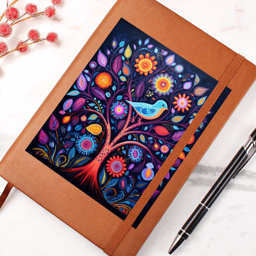 Birds And Floral Design 103 - Vegan Leather Journal