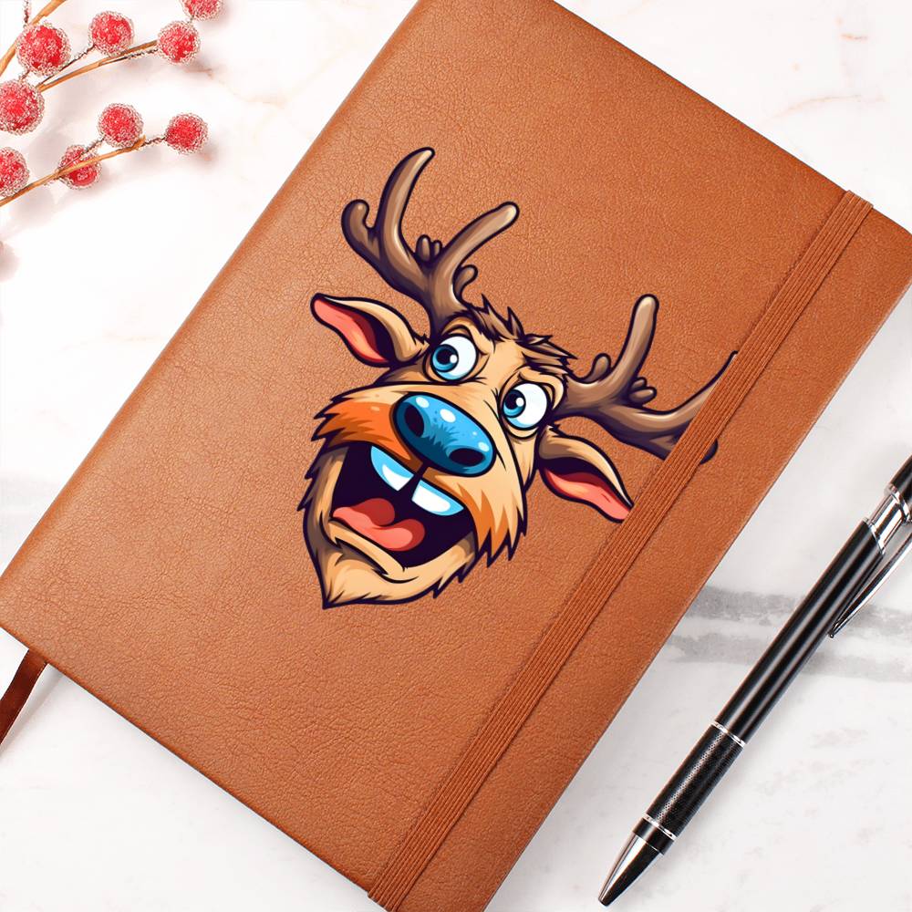 Funny Reindeer Face 05 - Vegan Leather Journal