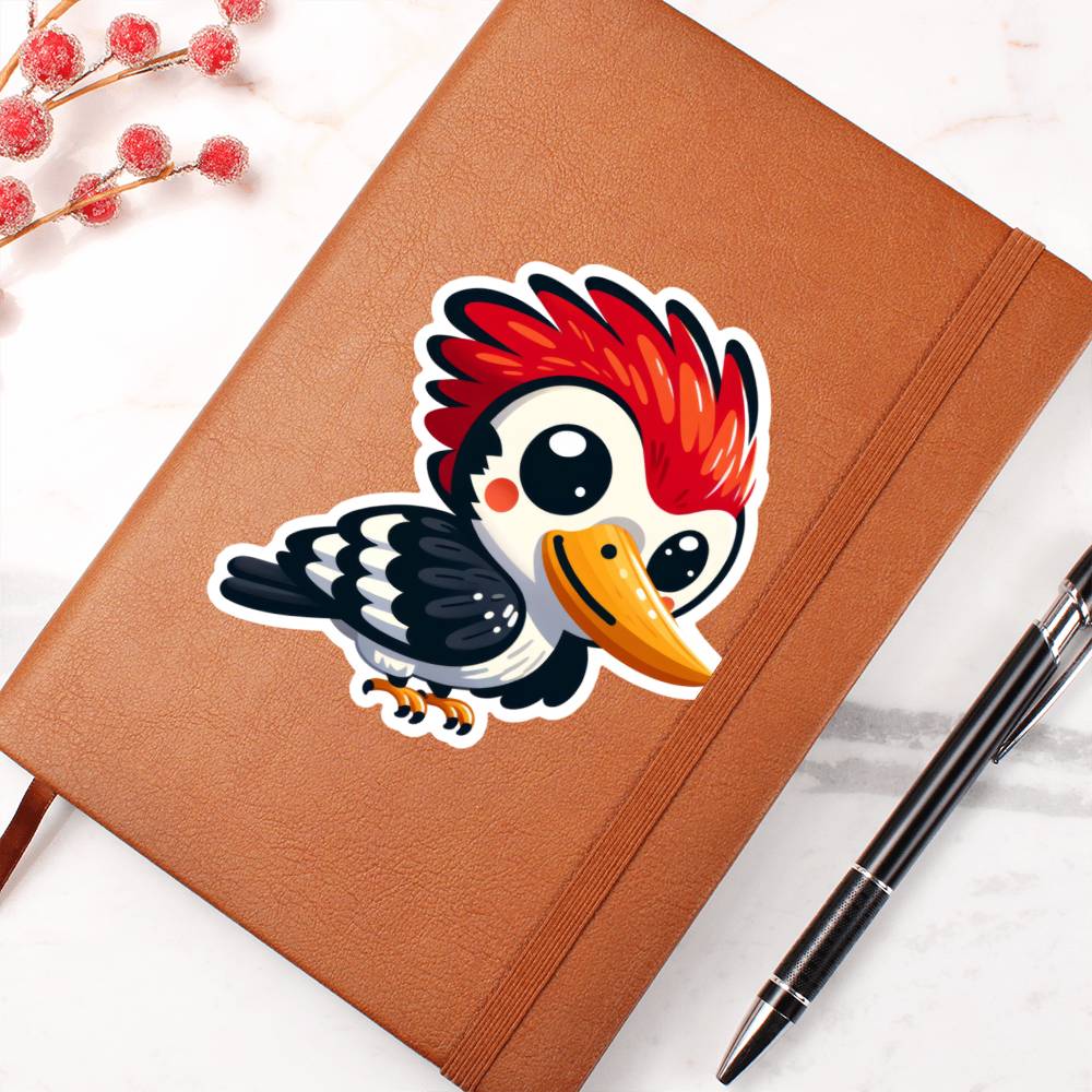 Cute Woodpecker sticker 219 - Vegan Leather Journal