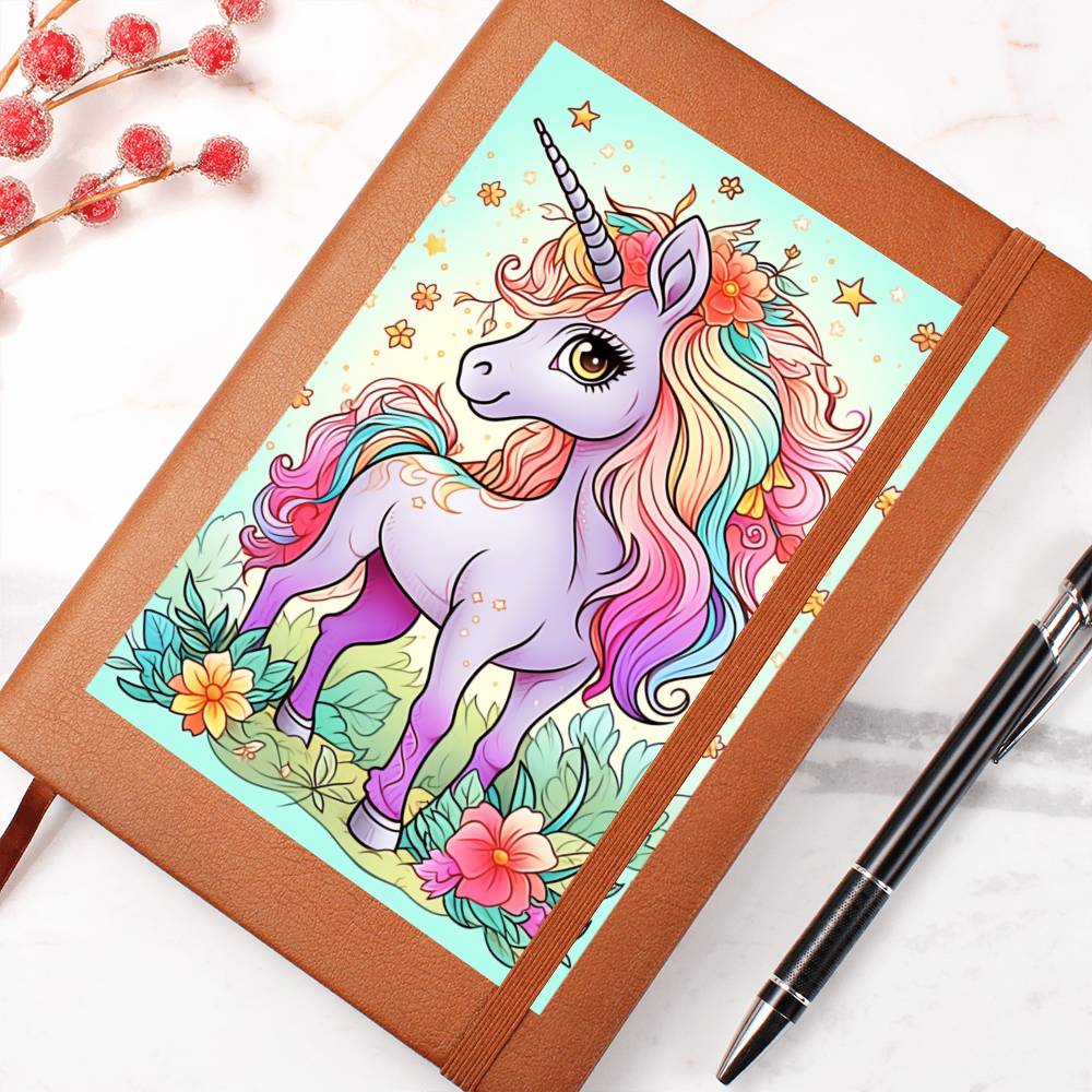 Cute Unicorn 057 - Vegan Leather Journal