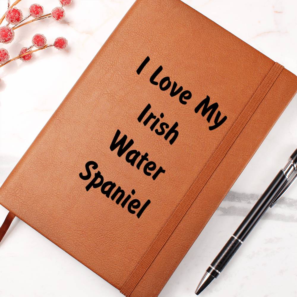 Love My Irish Water Spaniel v4 - Vegan Leather Journal
