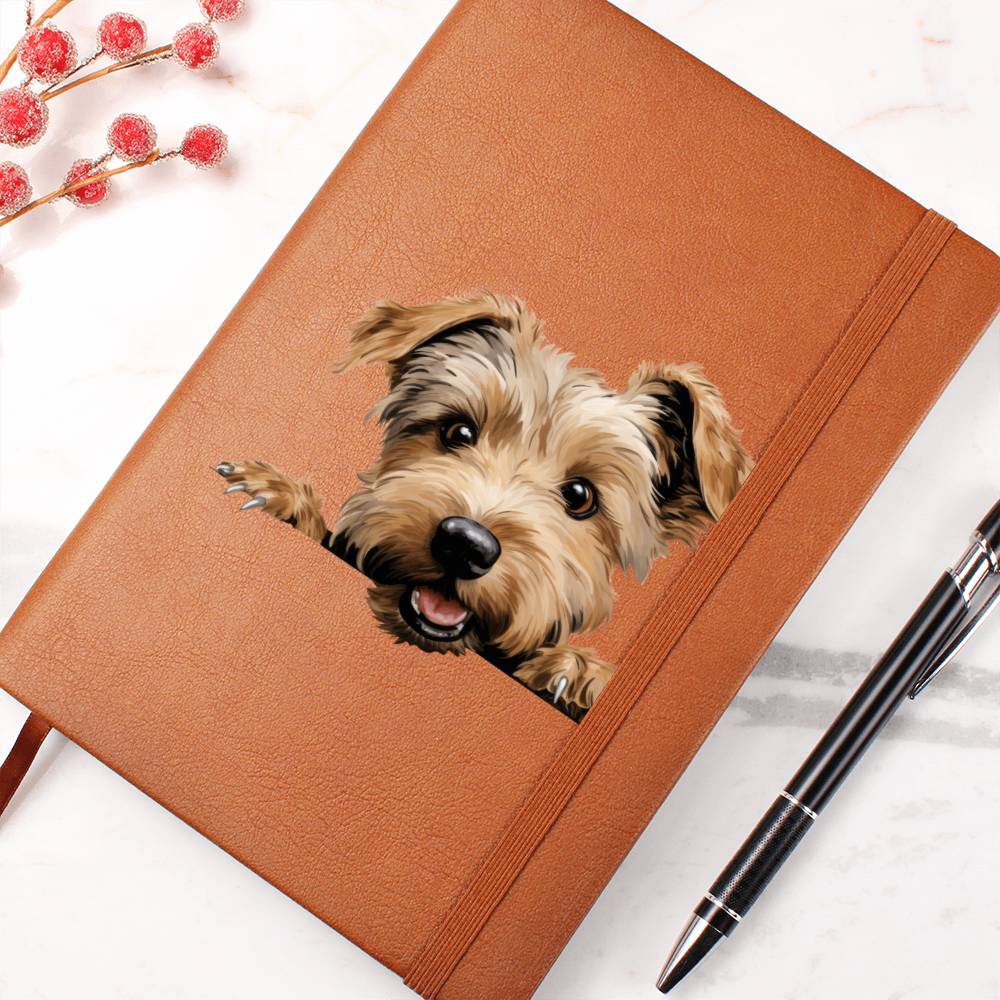 Glen of Imaal Terrier Peeking - Vegan Leather Journal
