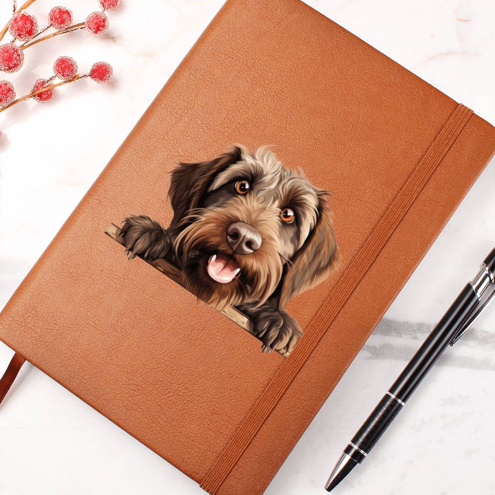 Wirehaired Pointing Griffon Peeking - Vegan Leather Journal