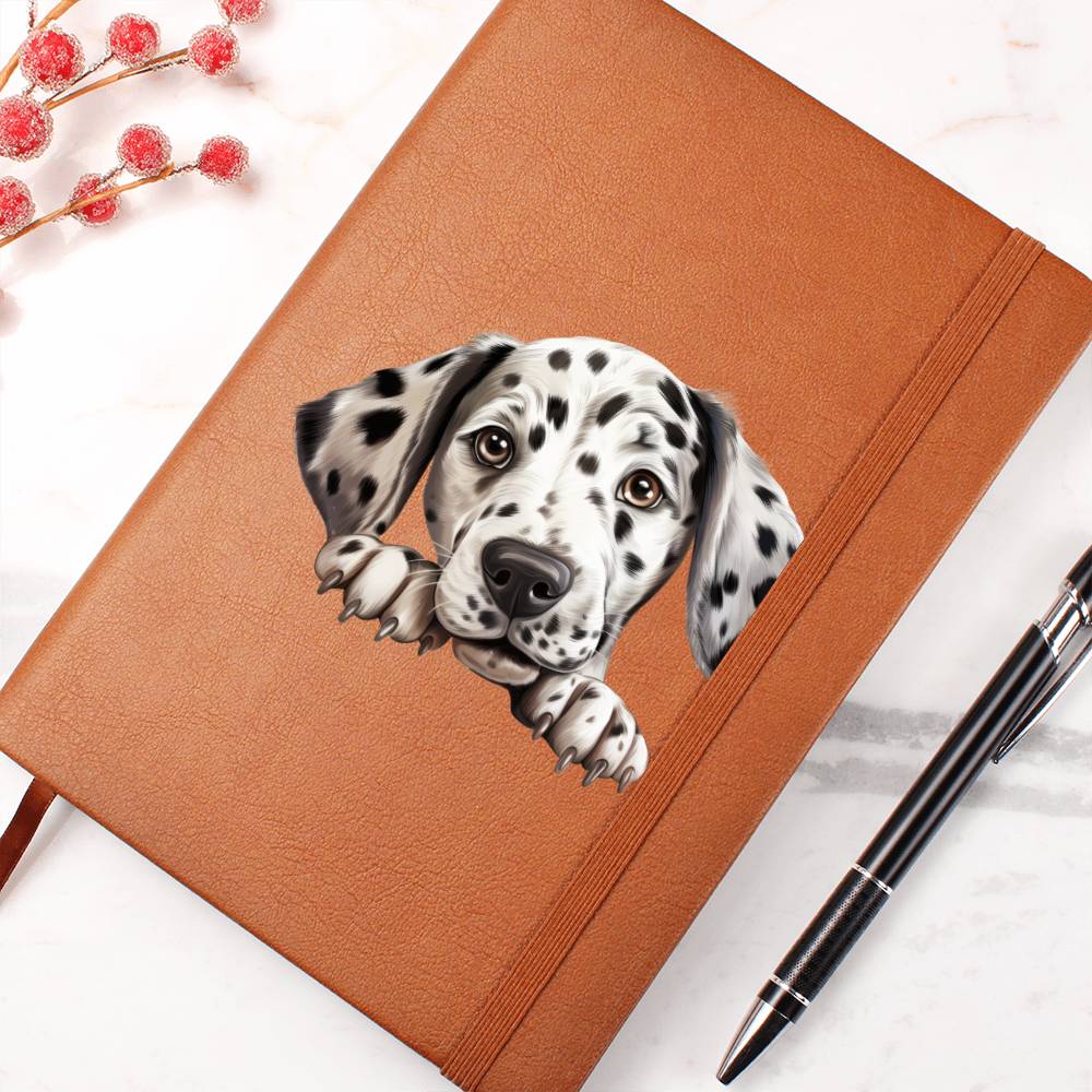 Dalmatian Peeking - Vegan Leather Journal