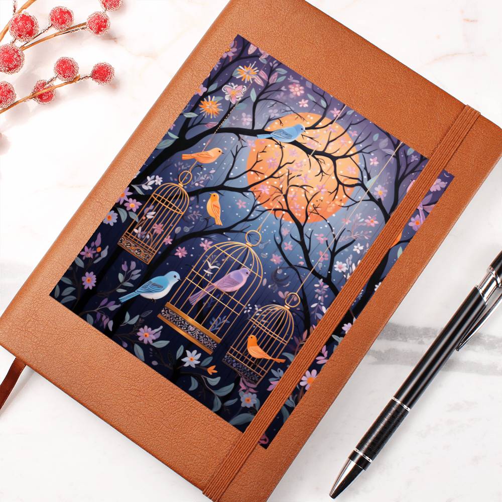Birds And Floral Design 180 - Vegan Leather Journal