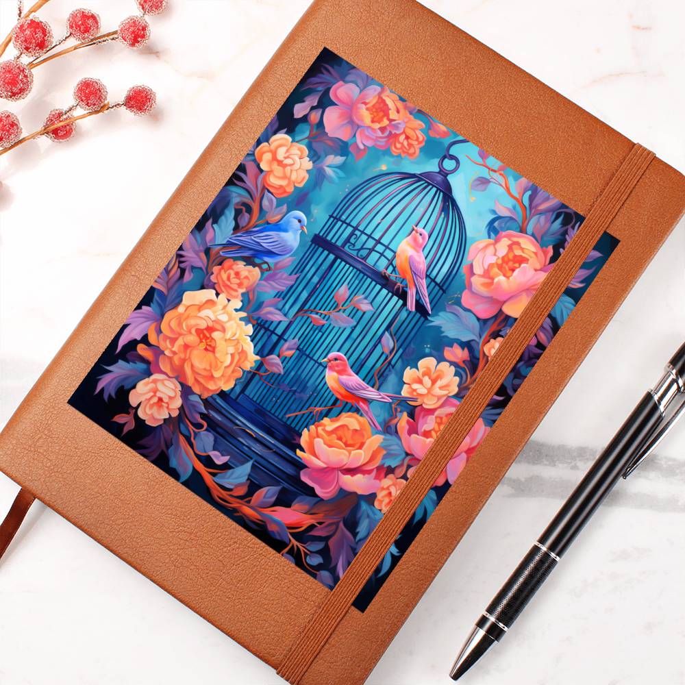 Birds And Floral Design 135 - Vegan Leather Journal
