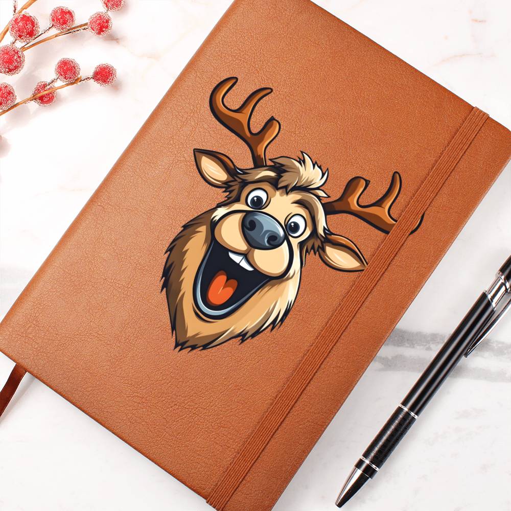 Funny Reindeer Face 01 - Vegan Leather Journal