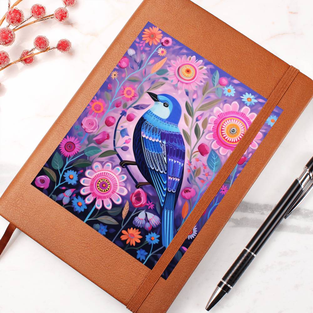Birds And Floral Design 155 - Vegan Leather Journal