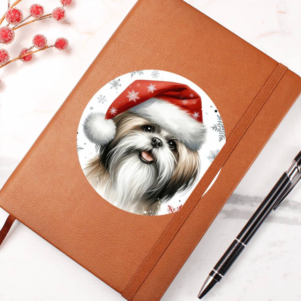 Christmas Dog - Shih Tzu - Vegan Leather Journal