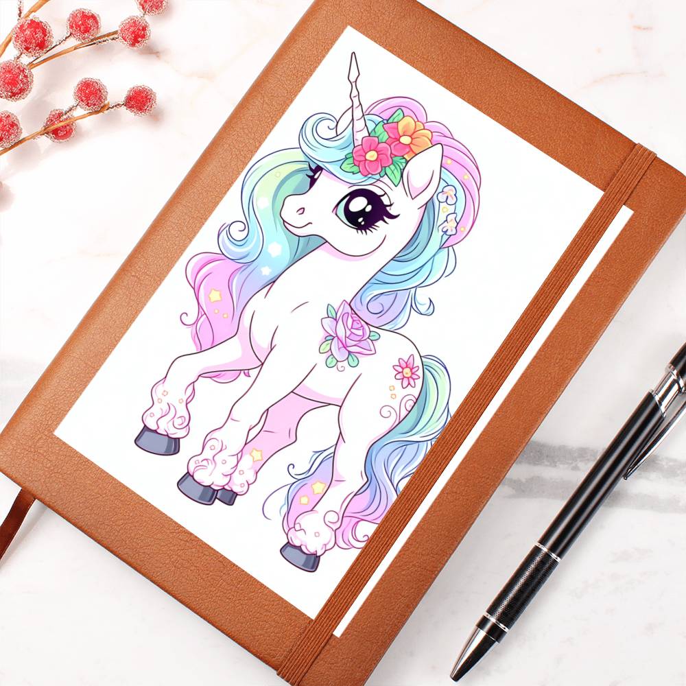 Cute Unicorn 096 - Vegan Leather Journal