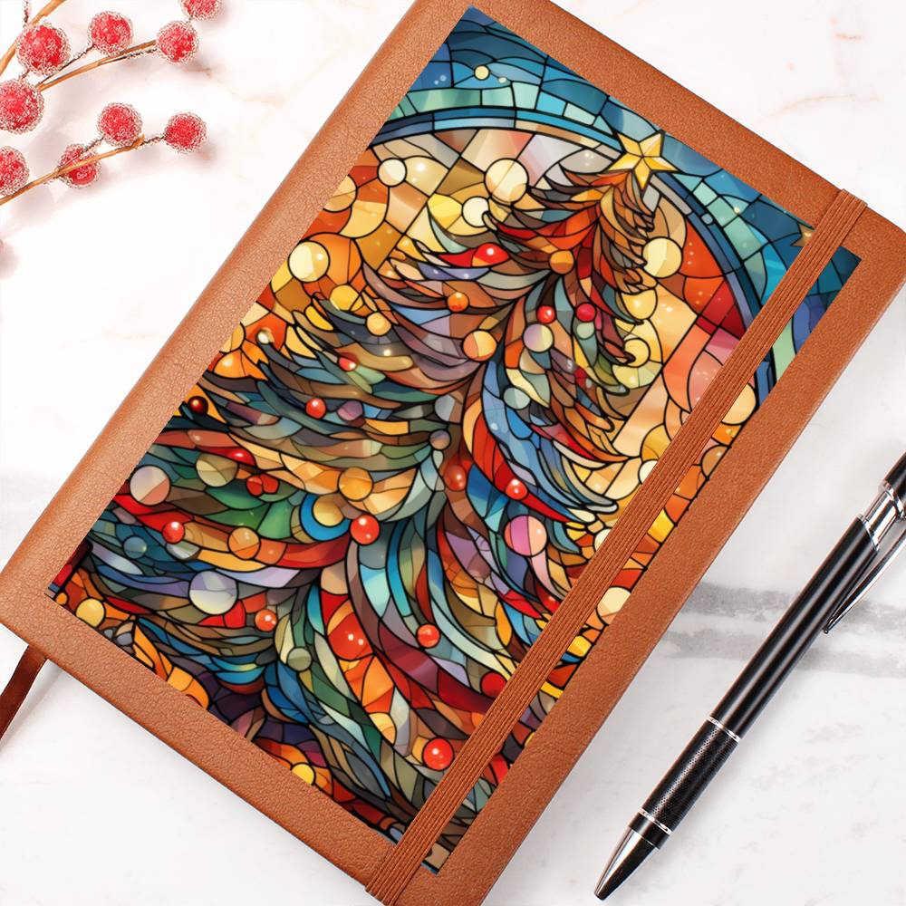 Christmas Stained Glass Design 029 - Vegan Leather Journal