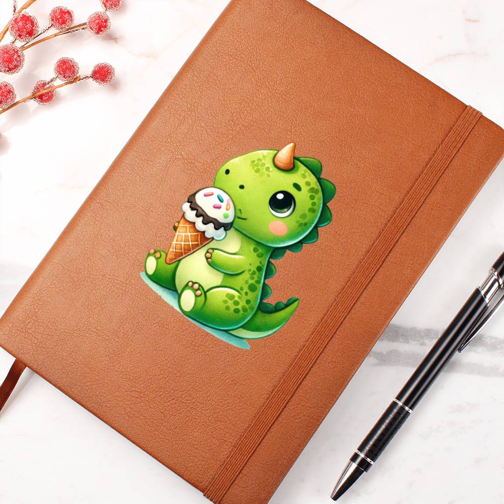 Colorful Baby Dinosaur 050 - Vegan Leather Journal