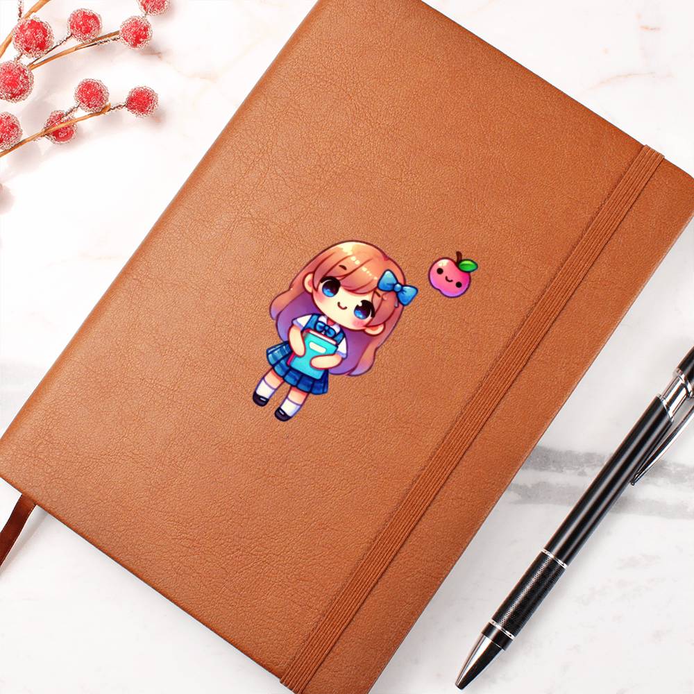 Cute Back to School Sticker 066 - Vegan Leather Journal