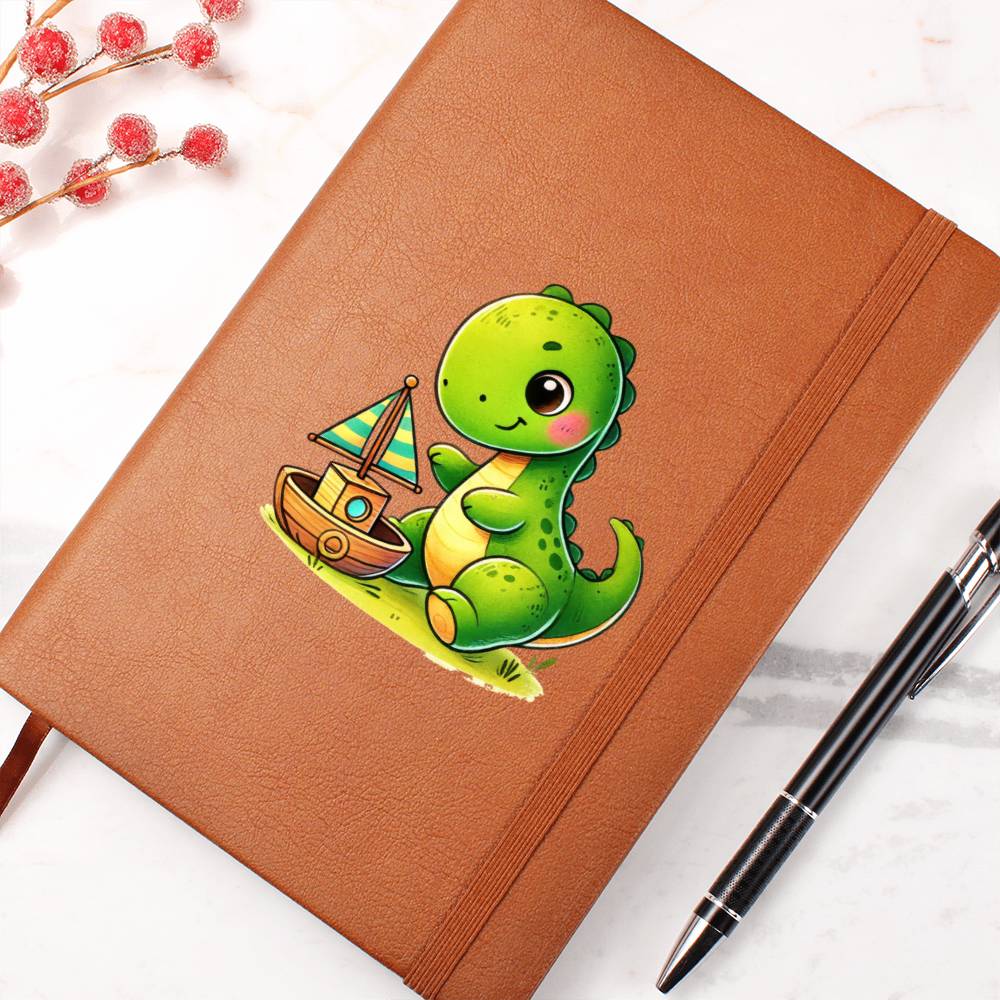Colorful Baby Dinosaur 100 - Vegan Leather Journal