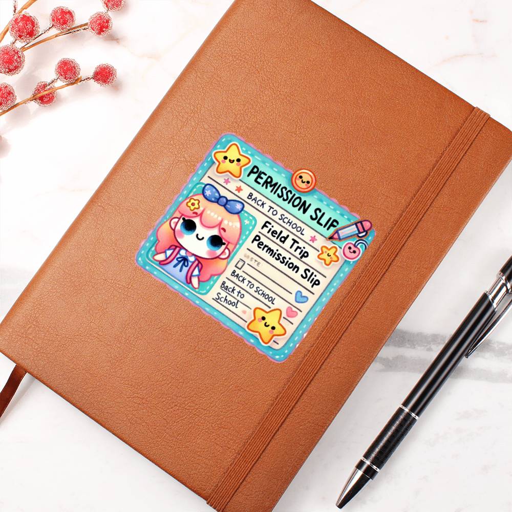 Cute Back to School Sticker 071 - Vegan Leather Journal