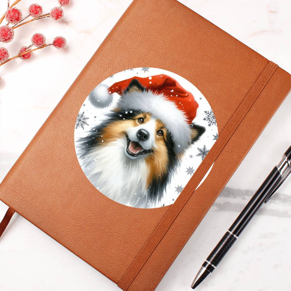 Christmas Dog - Icelandic Sheepdog - Vegan Leather Journal