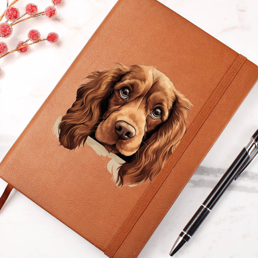Sussex Spaniel Peeking - Vegan Leather Journal