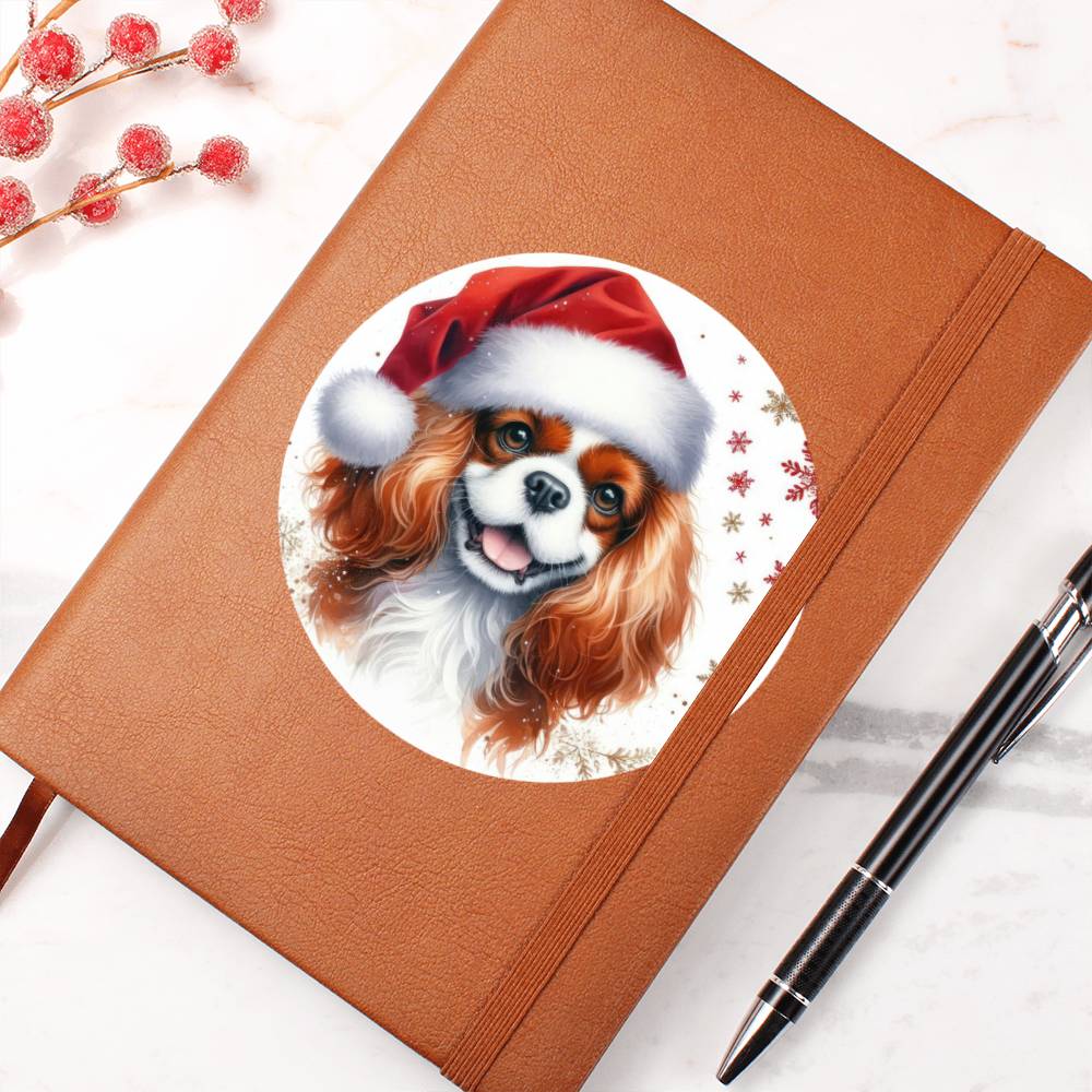 Christmas Dog - Cavalier King Charles Spaniel - Vegan Leather Journal