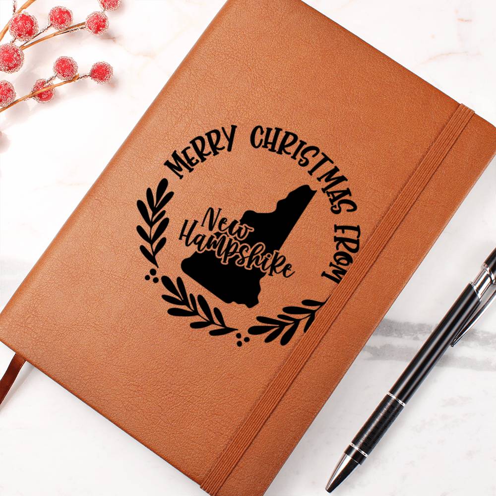 Merry Christmas From New Hampshire - Vegan Leather Journal