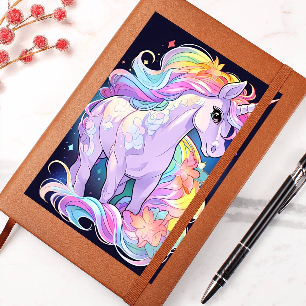 Cute Unicorn 121 - Vegan Leather Journal