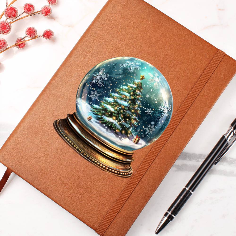 Watercolor Christmas Snow Globe 003 - Vegan Leather Journal