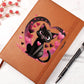 Valentine's Day Black Cat 077 - Vegan Leather Journal