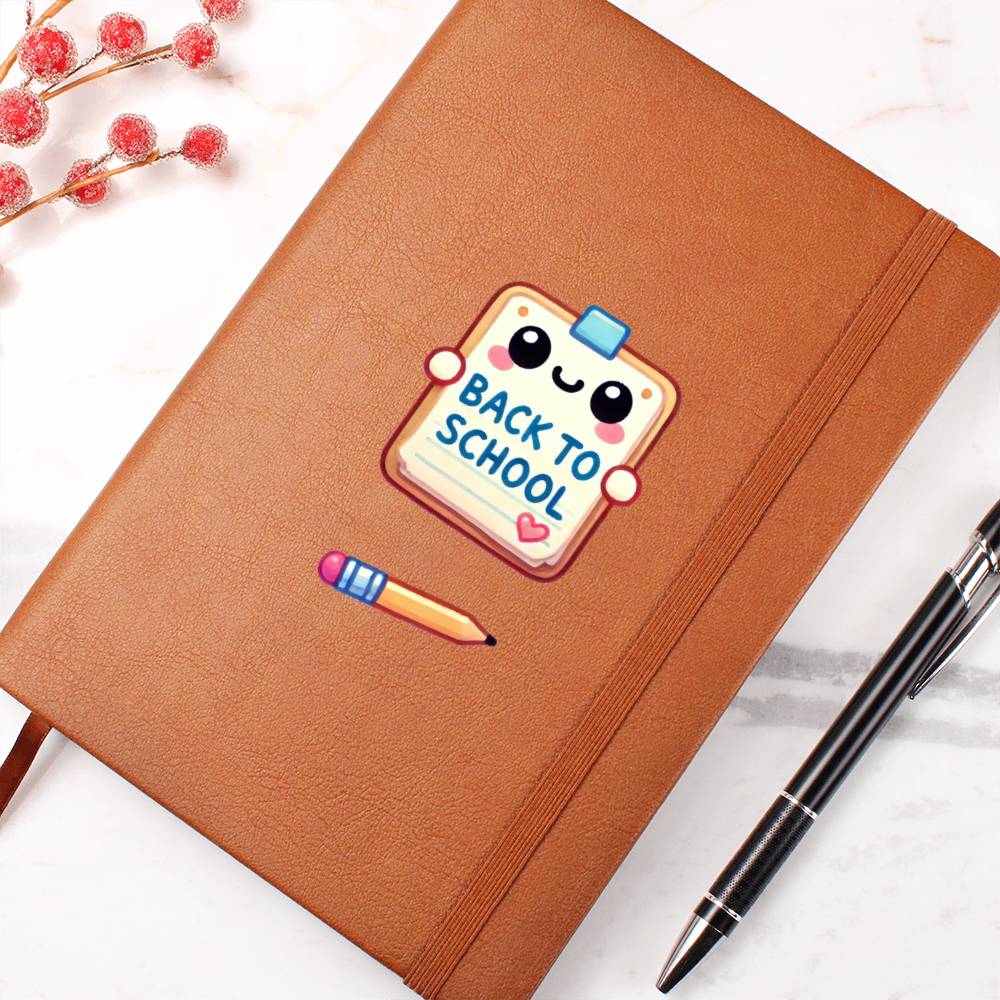 Cute Back to School Sticker 062 - Vegan Leather Journal