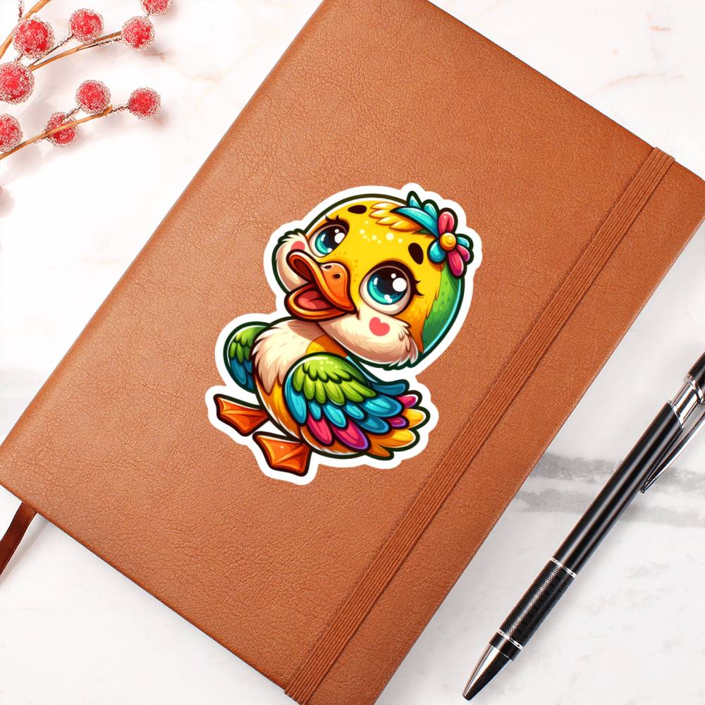 Cute Duck sticker 41 - Vegan Leather Journal