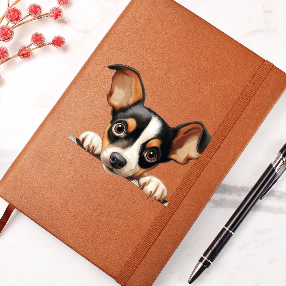 Toy Fox Terrier Peeking - Vegan Leather Journal
