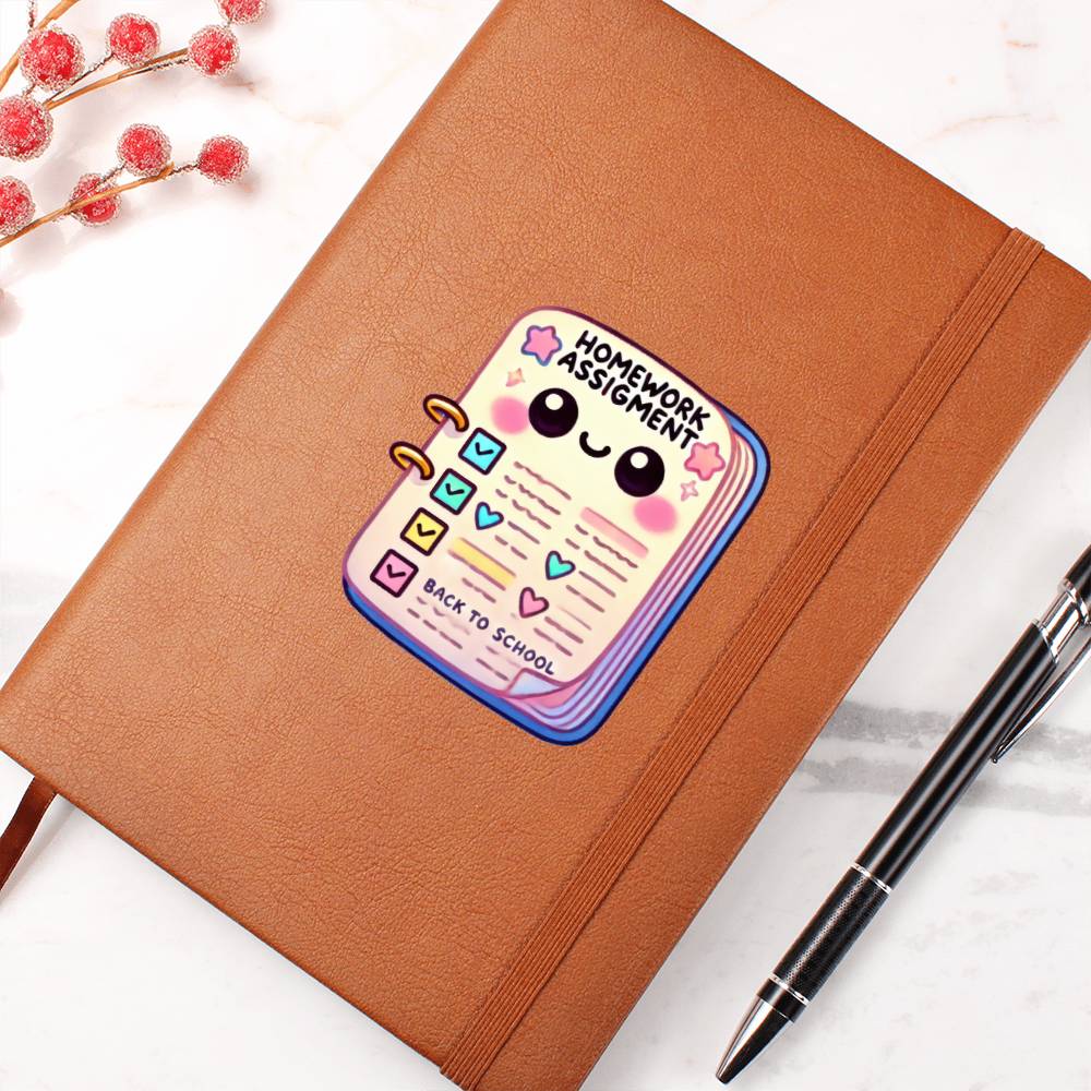 Cute Back to School Sticker 043 - Vegan Leather Journal