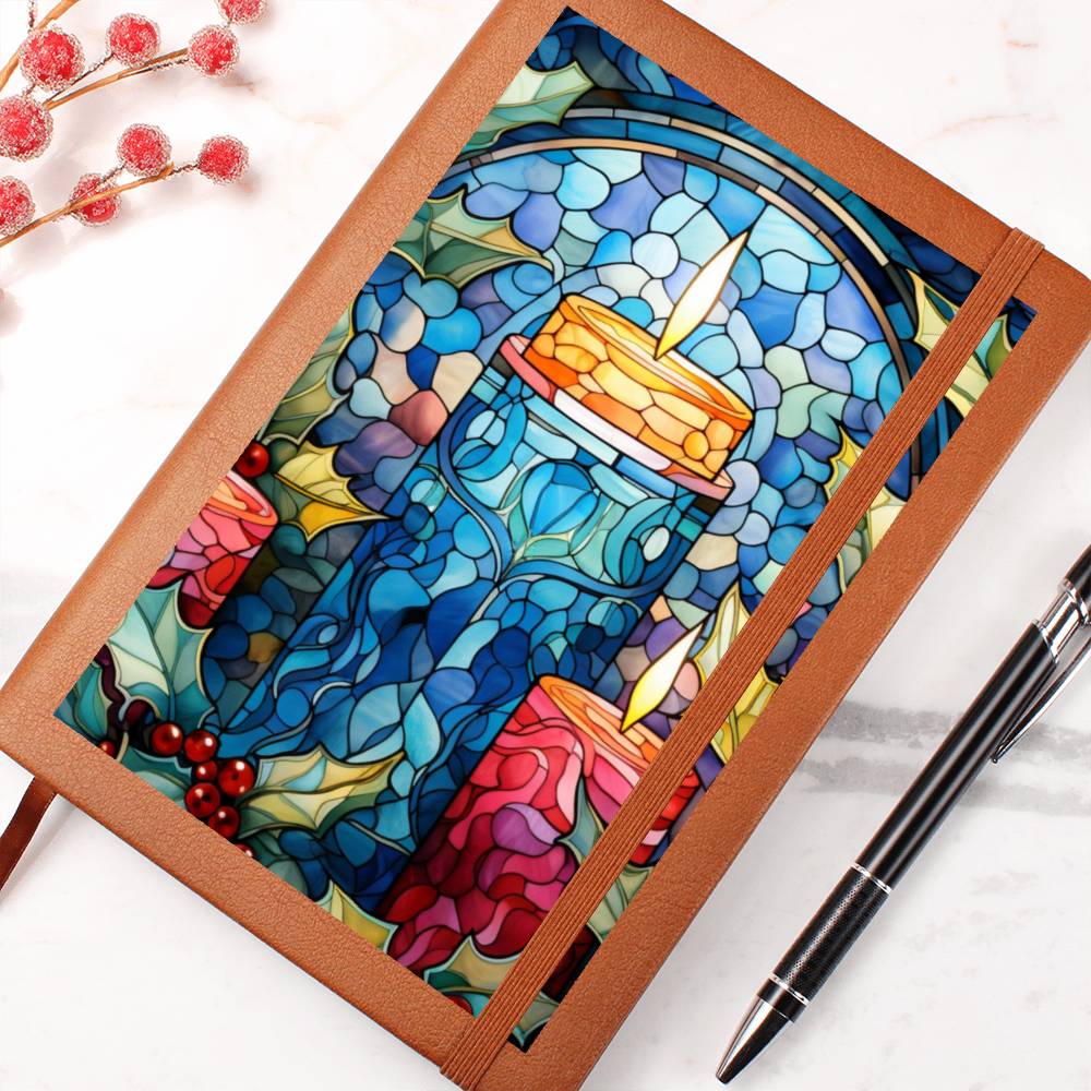 Christmas Stained Glass Design 011 - Vegan Leather Journal