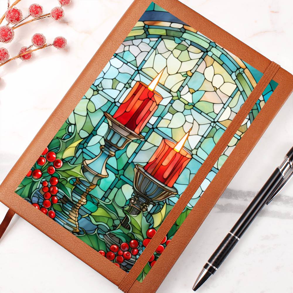 Christmas Stained Glass Design 016 - Vegan Leather Journal