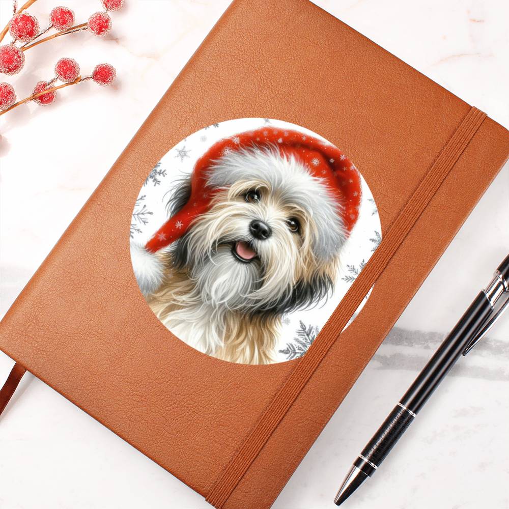 Christmas Dog - Dandie Dinmont Terrier - Vegan Leather Journal