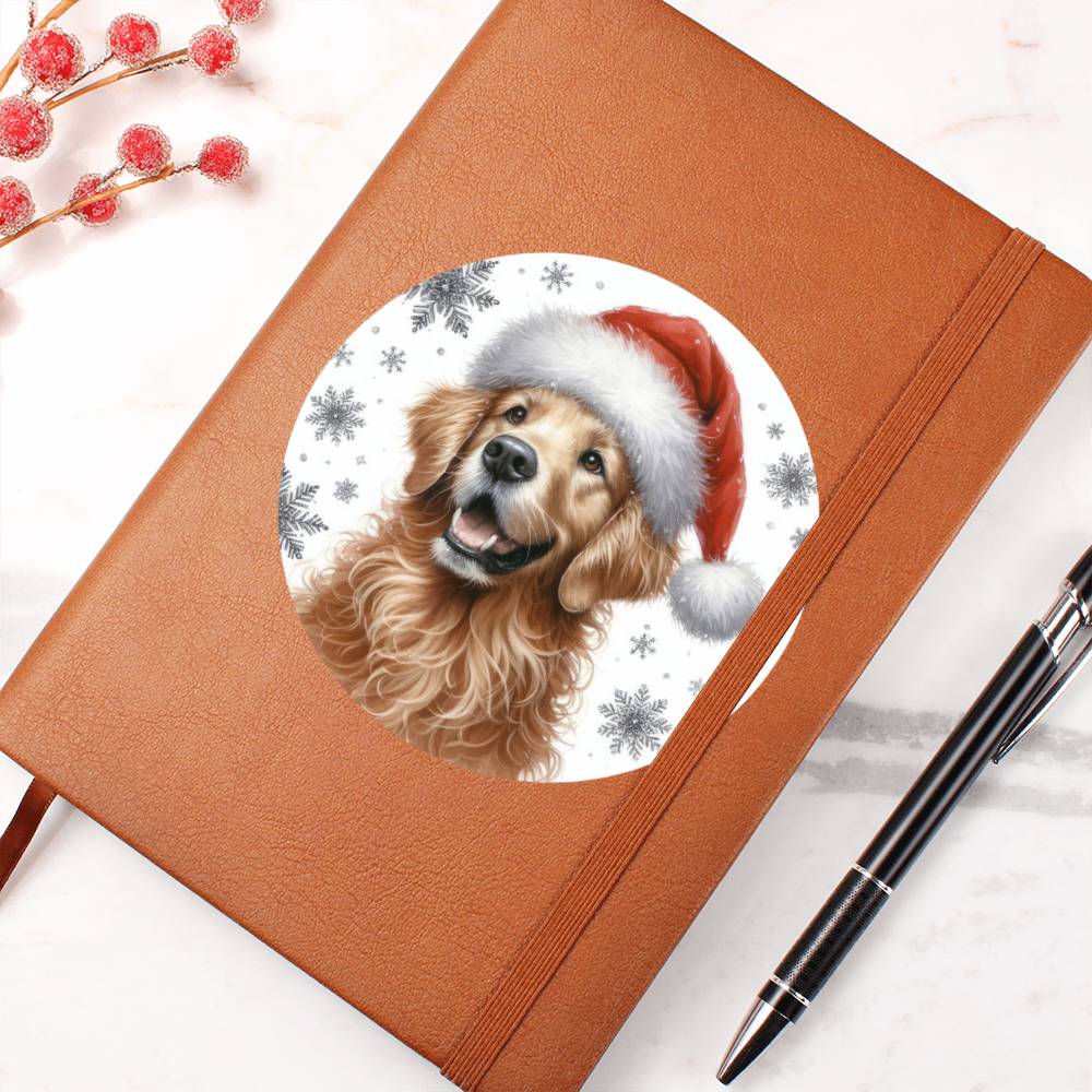 Christmas Dog - Curly-Coated Retriever - Vegan Leather Journal