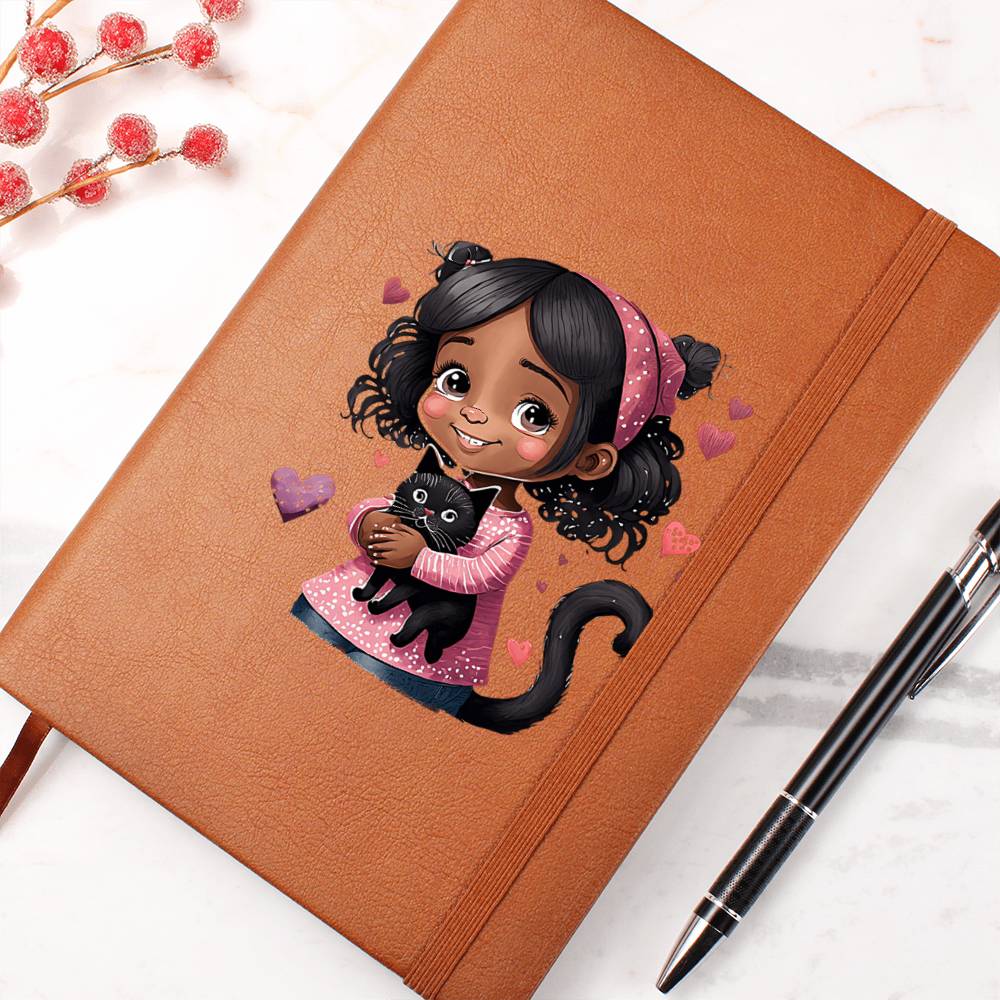 Valentine's Day Black Cat 023 - Vegan Leather Journal