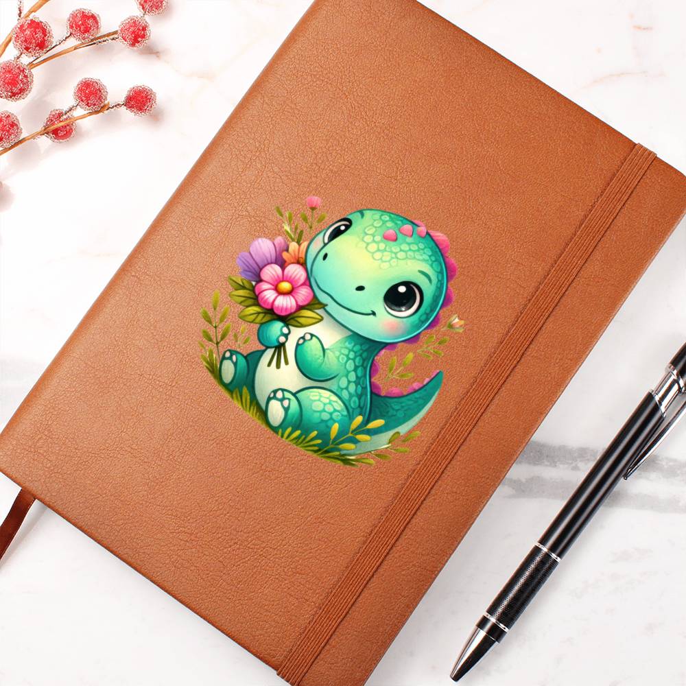 Colorful Baby Dinosaur 008 - Vegan Leather Journal