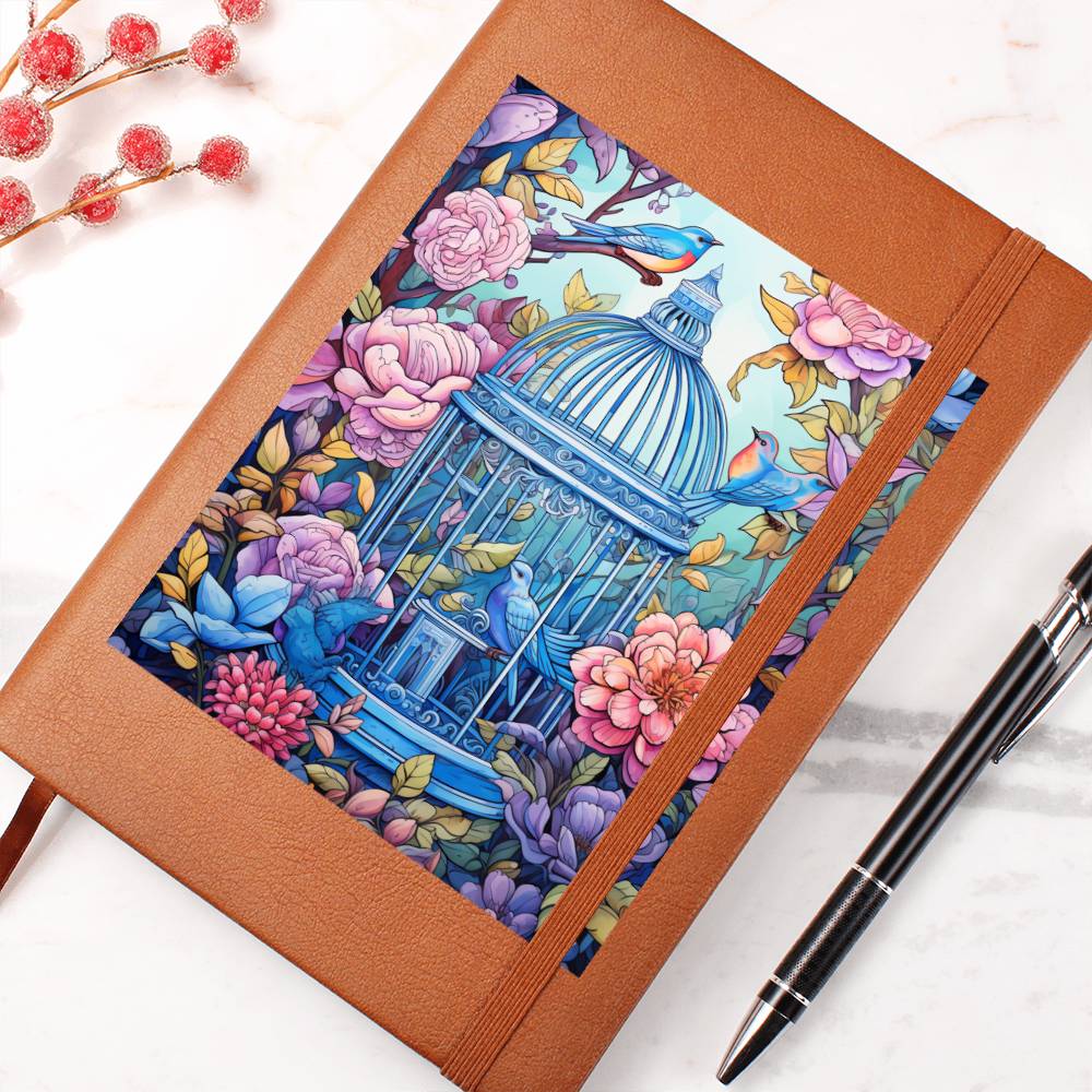 Birds And Floral Design 137 - Vegan Leather Journal