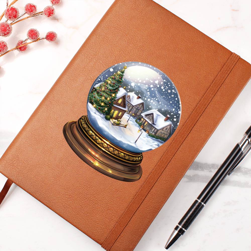 Watercolor Christmas Snow Globe 028 - Vegan Leather Journal