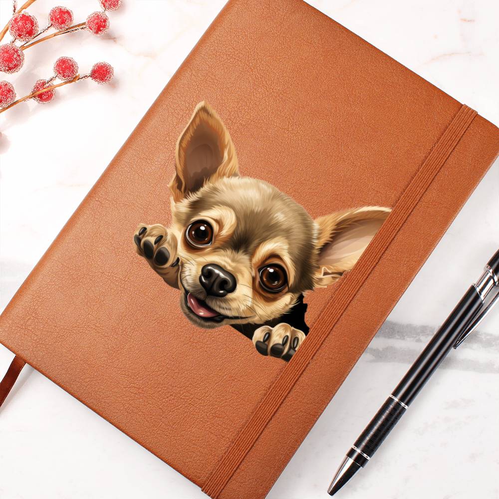 Chihuahua Peeking - Vegan Leather Journal