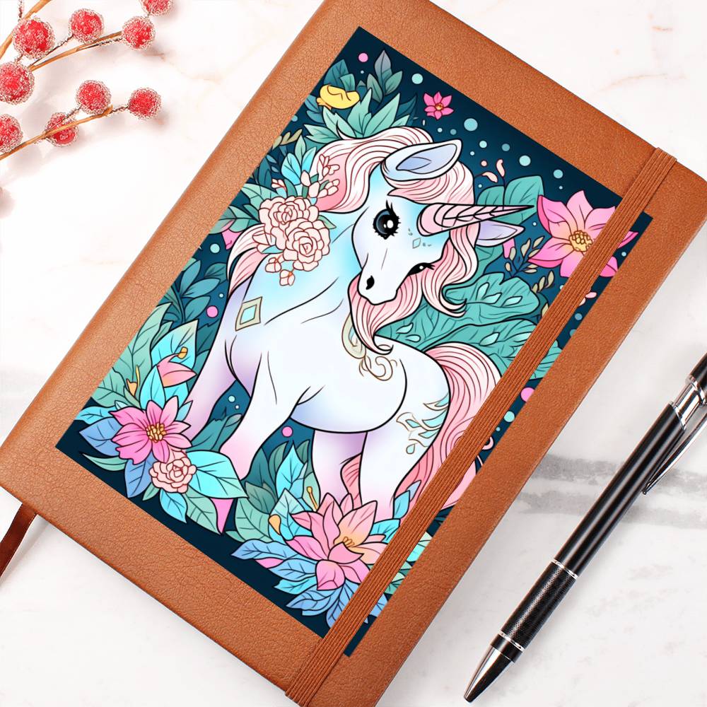 Cute Unicorn 051 - Vegan Leather Journal