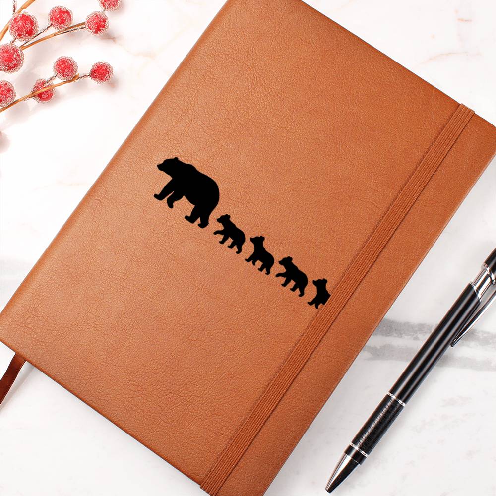 Mama Bear With 4 Cubs - Vegan Leather Journal
