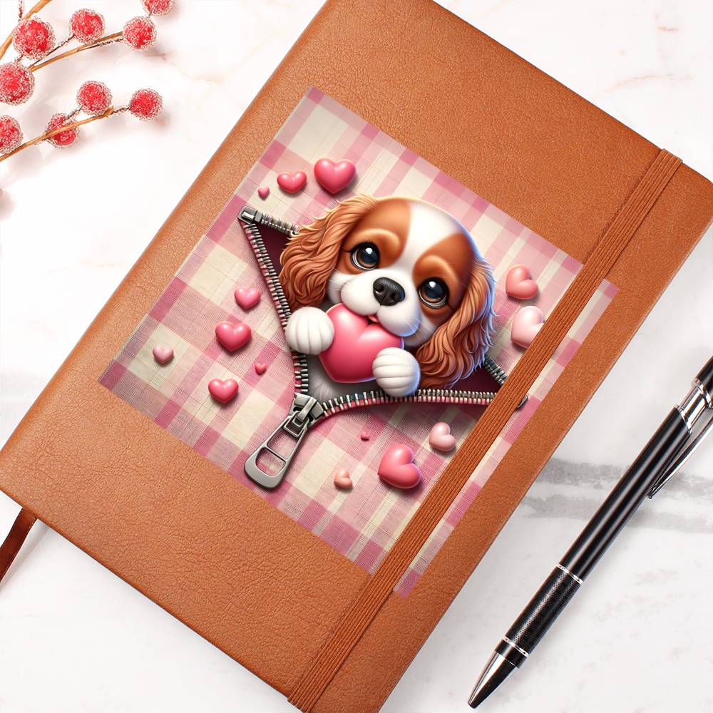 Valentine's Day Dog And Zipper 028 - Vegan Leather Journal