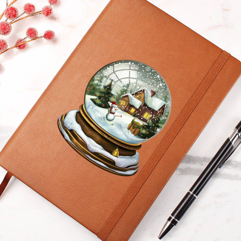 Watercolor Christmas Snow Globe 005 - Vegan Leather Journal