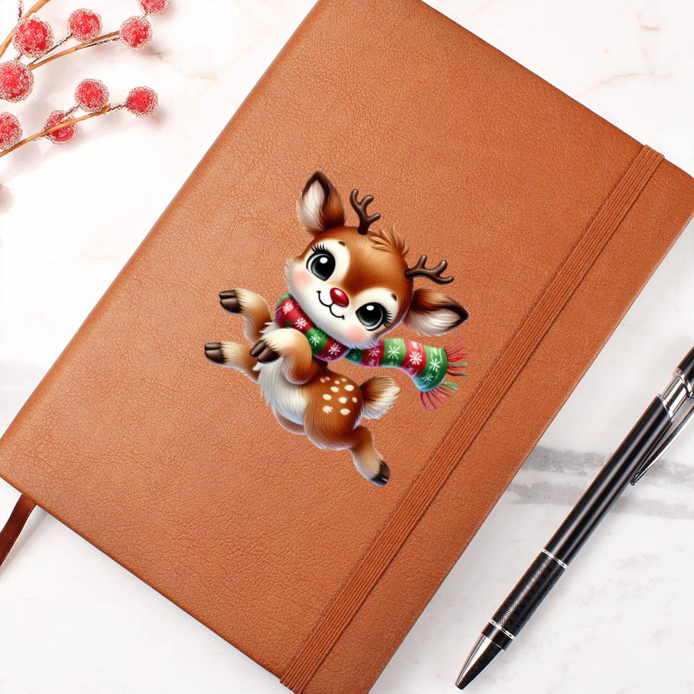 Cute Christmas Reindeer 006 - Vegan Leather Journal